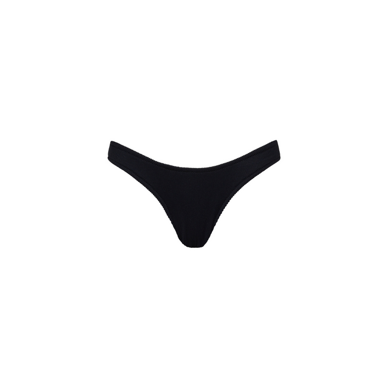 Vintage V Bikini Bottom - Pitch Black Ribbed